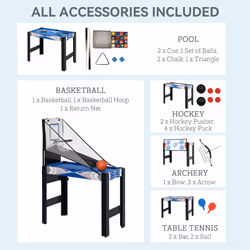 SPORTNOW 5 in 1 Multi Games Table Combo Sports Game Table for Kids, Blue