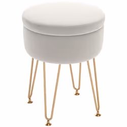 HOMCOM 5L Velvet Footstool with Removable Lid for Bedroom, Cream White - Additional view 4