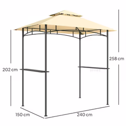 Outsunny 8' x 5' Grill Gazebo, Double Tiered Outdoor BBQ Shelter, Beige