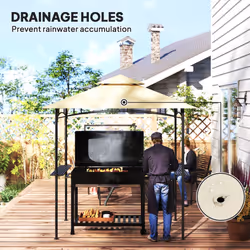 Outsunny 8' x 5' Grill Gazebo, Double Tiered Outdoor BBQ Shelter, Beige - Additional view 4