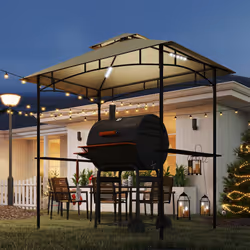 Outsunny 8' x 5' Grill Gazebo, Double Tiered Outdoor BBQ Shelter, Beige - Additional view 7