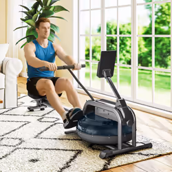 SPORTNOW Water Rowing Machine with Adjustable Resistance, Vertical Storage