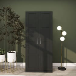 HOMCOM Wardrobe for Bedroom, Double Wardrobe with Hanging Rail, Black