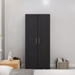 HOMCOM Wardrobe for Bedroom, Double Wardrobe with Hanging Rail, Black - Additional view 5