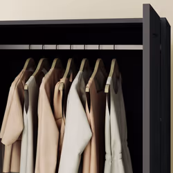 HOMCOM Wardrobe for Bedroom, Double Wardrobe with Hanging Rail, Black - Additional view 6