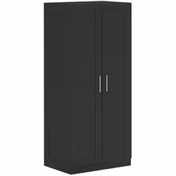 HOMCOM Wardrobe for Bedroom, Double Wardrobe with Hanging Rail, Black - Additional view 8