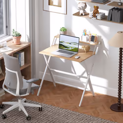 HOMCOM 81.5 cm Folding Computer Desk for Small Spaces Bedroom - Yellow