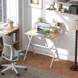 HOMCOM 81.5 cm Folding Computer Desk for Small Spaces Bedroom - Yellow