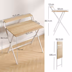 HOMCOM 81.5 cm Folding Computer Desk for Small Spaces Bedroom - Yellow