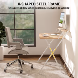 HOMCOM 81.5 cm Folding Computer Desk for Small Spaces Bedroom - Yellow - Additional view 4