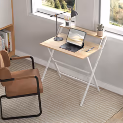 HOMCOM 81.5 cm Folding Computer Desk for Small Spaces Bedroom - Yellow - Additional view 5