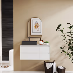 HOMCOM Arch Bathroom Mirror, Wall Mirror with Steel Frame, 50 x 70cm, Black - Additional view 7