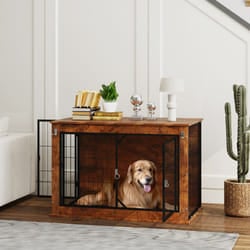 PawHut Dog Crate Furniture with Openable Top, Two Doors, for Large Dogs