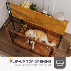 PawHut Dog Crate Furniture with Openable Top, Two Doors, for Large Dogs