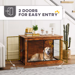 PawHut Dog Crate Furniture with Openable Top, Two Doors, for Large Dogs - Additional view 4