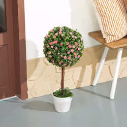HOMCOM Set of 2 Artificial Plants with Rose Flower in Pot, 60cm, Pink - Additional view 6