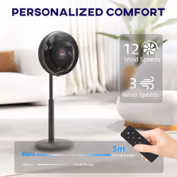 HOMCOM Pedestal Fan with Oscillating, Tilt, Adjustable Height, Timer, Black