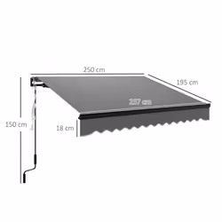 Outsunny 2.5 x 2m Electric Awning with LED Light and Remote Controller Grey
