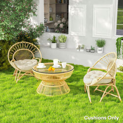 Outsunny Outdoor Seat Cushions Set of 2, Tufted Round Chair Pads, Beige