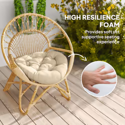 Outsunny Outdoor Seat Cushions Set of 2, Tufted Round Chair Pads, Beige