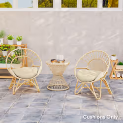 Outsunny Outdoor Seat Cushions Set of 2, Tufted Round Chair Pads, Beige
