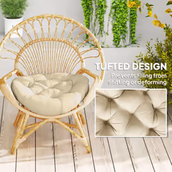 Outsunny Outdoor Seat Cushions Set of 2, Tufted Round Chair Pads, Beige - Additional view 5