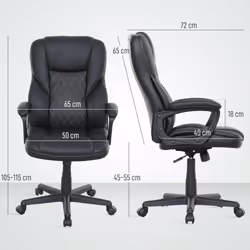 HOMCOM High Back Executive Office Chair with Adjustable Height Arms Black
