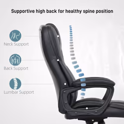 HOMCOM High Back Executive Office Chair with Adjustable Height Arms Black