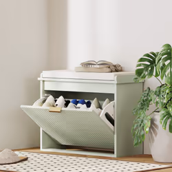 HOMCOM Shoe Storage Bench with Cushion and Flip-Drawer 62x26x47.5cm Green