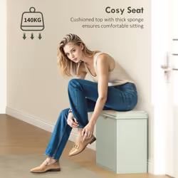 HOMCOM Shoe Storage Bench with Cushion and Flip-Drawer 62x26x47.5cm Green - Additional view 6
