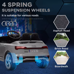 AIYAPLAY Audi Q8 e-tron Sportback Licensed Kids Electric Car w/ Remote - Grey - Additional view 4