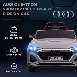 AIYAPLAY Audi Q8 e-tron Sportback Licensed Kids Electric Car w/ Remote - Grey - Additional view 8