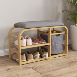 HOMCOM Shoe Rack Bench with Seat for Hallway, Entryway, Nature Wood Finish