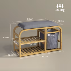 HOMCOM Shoe Rack Bench with Seat for Hallway, Entryway, Nature Wood Finish