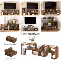 HOMCOM TV Unit for TVs up to 75 Inches, Free Combination TV Stand, Brown