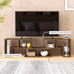 HOMCOM TV Unit for TVs up to 75 Inches, Free Combination TV Stand, Brown - Additional view 4