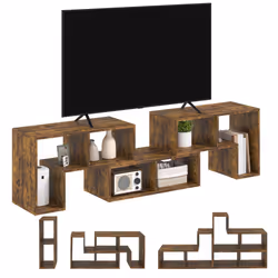 HOMCOM TV Unit for TVs up to 75 Inches, Free Combination TV Stand, Brown - Additional view 5