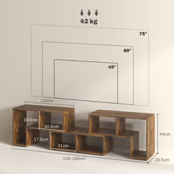 HOMCOM TV Unit for TVs up to 75 Inches, Free Combination TV Stand, Brown - Additional view 7