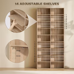 HOMCOM 640 CD Storage Unit 360 DVD Storage Tower w/ 18 Compartments Natural - Additional view 4