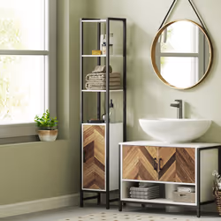 HOMCOM Tall Bathroom Storage Cabinet with 3 Shelves, 30 x 30 x 170 cm, White
