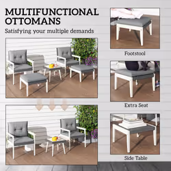 Outsunny 5 Pieces Rattan Patio set with Acacia Wood Top Coffee Table
