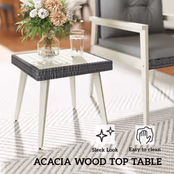 Outsunny 5 Pieces Rattan Patio set with Acacia Wood Top Coffee Table - Additional view 4
