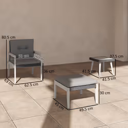 Outsunny 5 Pieces Rattan Patio set with Acacia Wood Top Coffee Table - Additional view 5