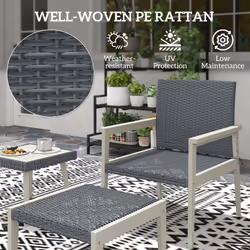 Outsunny 5 Pieces Rattan Patio set with Acacia Wood Top Coffee Table - Additional view 6