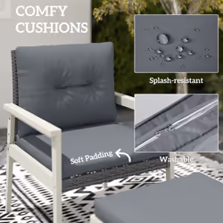 Outsunny 5 Pieces Rattan Patio set with Acacia Wood Top Coffee Table - Additional view 7
