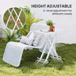Outsunny Folding Coffee Table, Height Adjustable Bistro Table, White