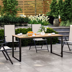 Outsunny Garden Table for 6 People with Slatted Table Top, Metal Frame, Teak - Additional view 7