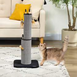 PawHut 78cm Tall Cat Scratching Post with 3 Toy Feathers, Black
