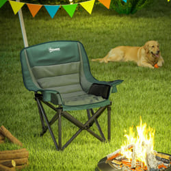 Outsunny Camping Chair for Adults, Padded Folding Chair, Olive Green