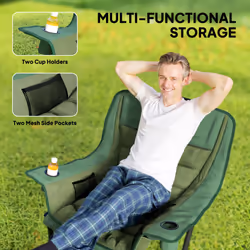 Outsunny Camping Chair for Adults, Padded Folding Chair, Olive Green